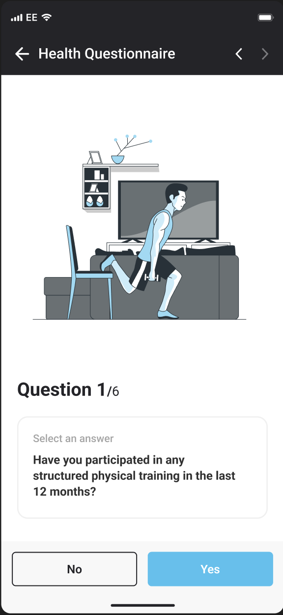 Health questionnaire on smart class app